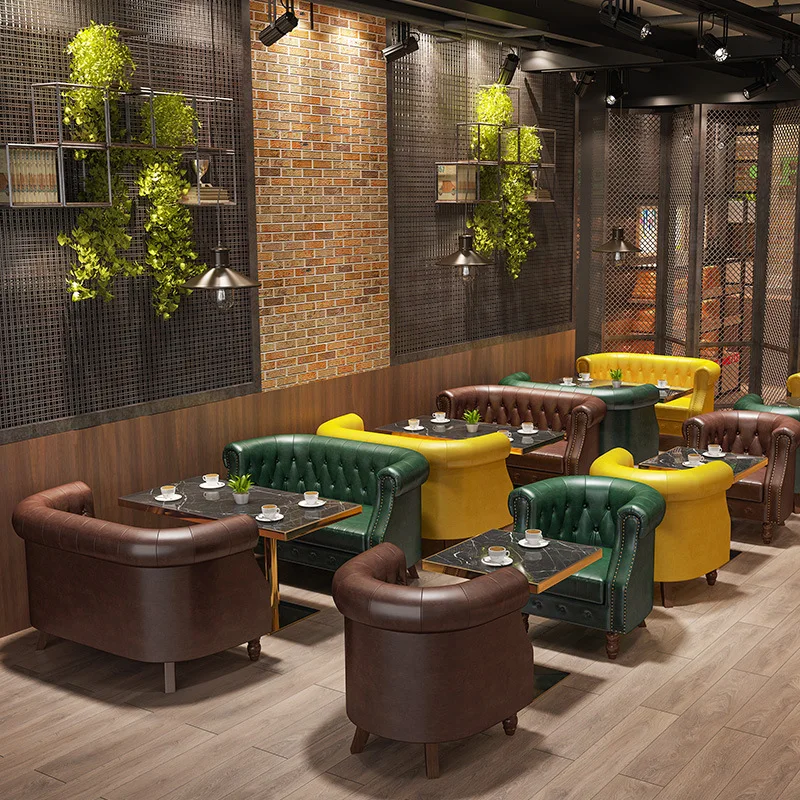 Ретро ресторанная мебель кафе столовая Наборы бар мраморные столы и стулья Досуг Диван Набор