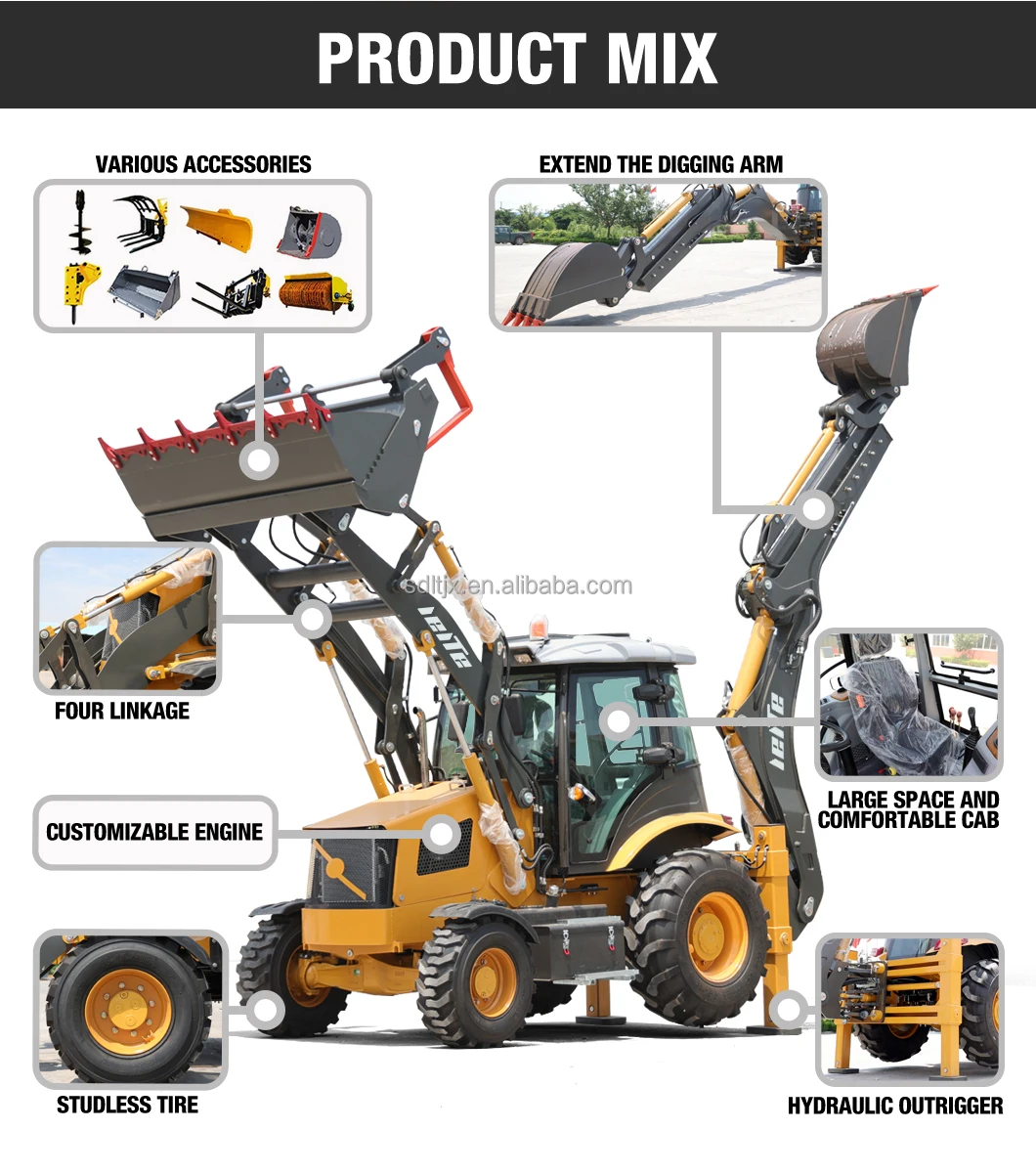 Diesel Mini Backhoe loader 3 ton 5 ton CE EPA China Sale 4 wheel drive new backhoe and loader Applicable earthmoving machinery