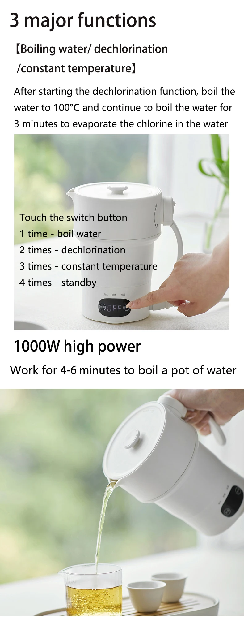 Wholesale Hot Style Travel Foldable Boiling Water Kettle Temperature Adjustable Electric Folding