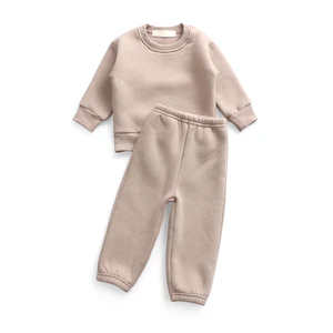 Excellent Quality Custom Logo Spring Cotton Crew Neck Sweatshirt and Pants Elastic Waist Baby Clothing Sets Newborn Clothes