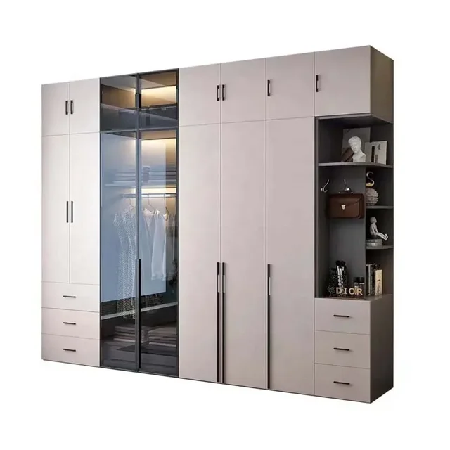 MDF Solid Wood Wardrobe Bedroom Furniture With Drawers Closet Ardrobe 2 Door Wardrobes Cabinet Designs