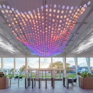 ECOJAS  Customized Chandelier for Wedding Hotel Club Shopping Mall RGB Handmade Glass Interactive Lighting