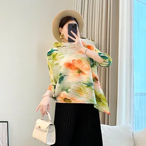 2026 New Summer Casual Top for Women French Printed Loose Size MM Generation Long Knitted Fabric for Mother