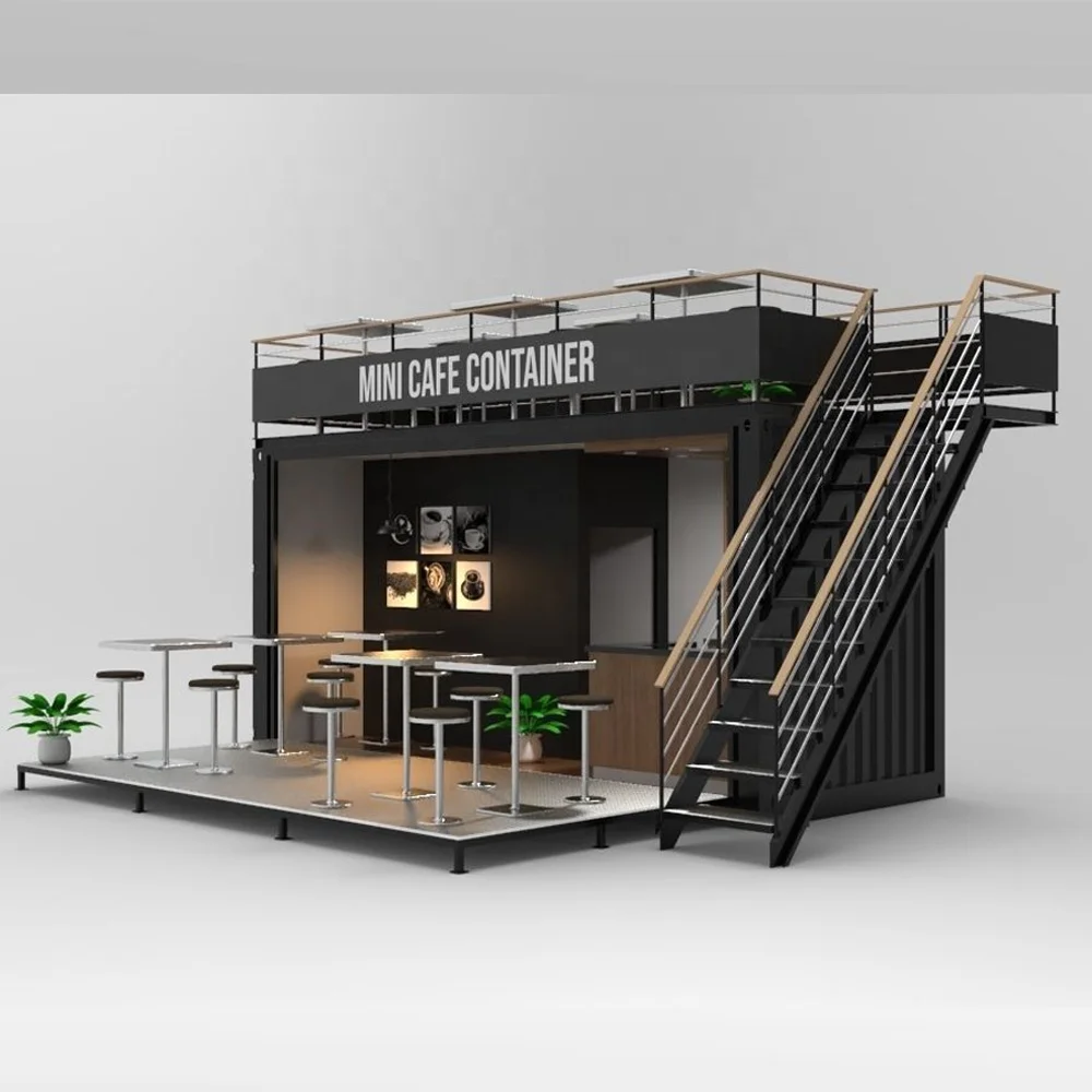 Prefabricated Foldable Cafe Container Coffee Shop 20FT Container Restaurant Luxury Shipping Container Bar