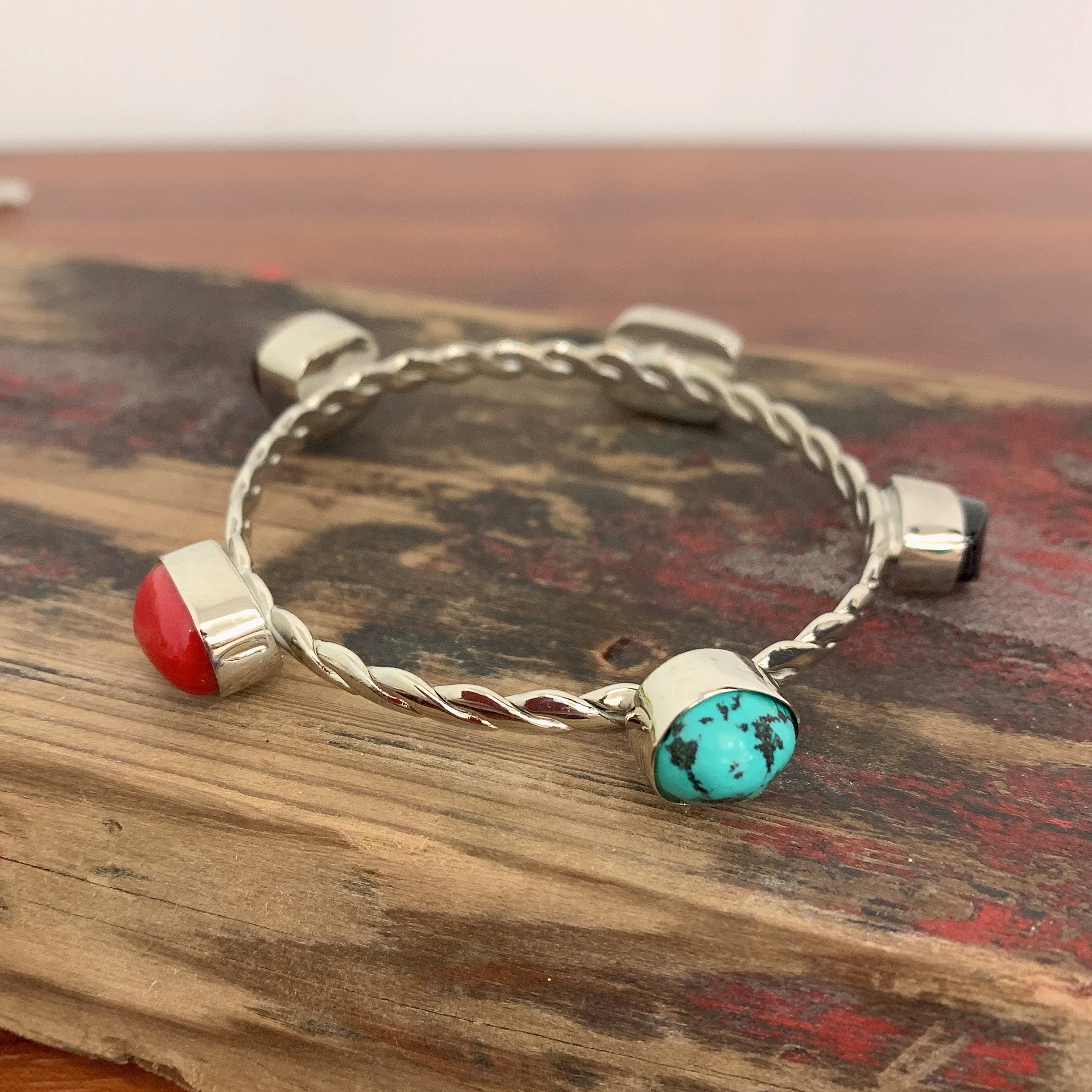 LS-L1509 Gorgeous Silver Plated Turquoise Lapis Red jasper