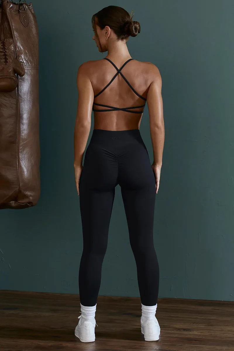 New Nude Felling Women Apparel Gym Fitness Sports Top Cross Back Women Yoga Wear Sexy Open Back