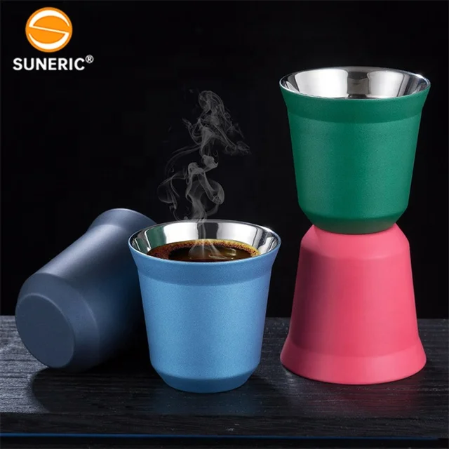 Double Wall Insulated Metal Reusable Tumbler Mini Coffee Tea Mugs Stainless Steel Mini Espresso Cups