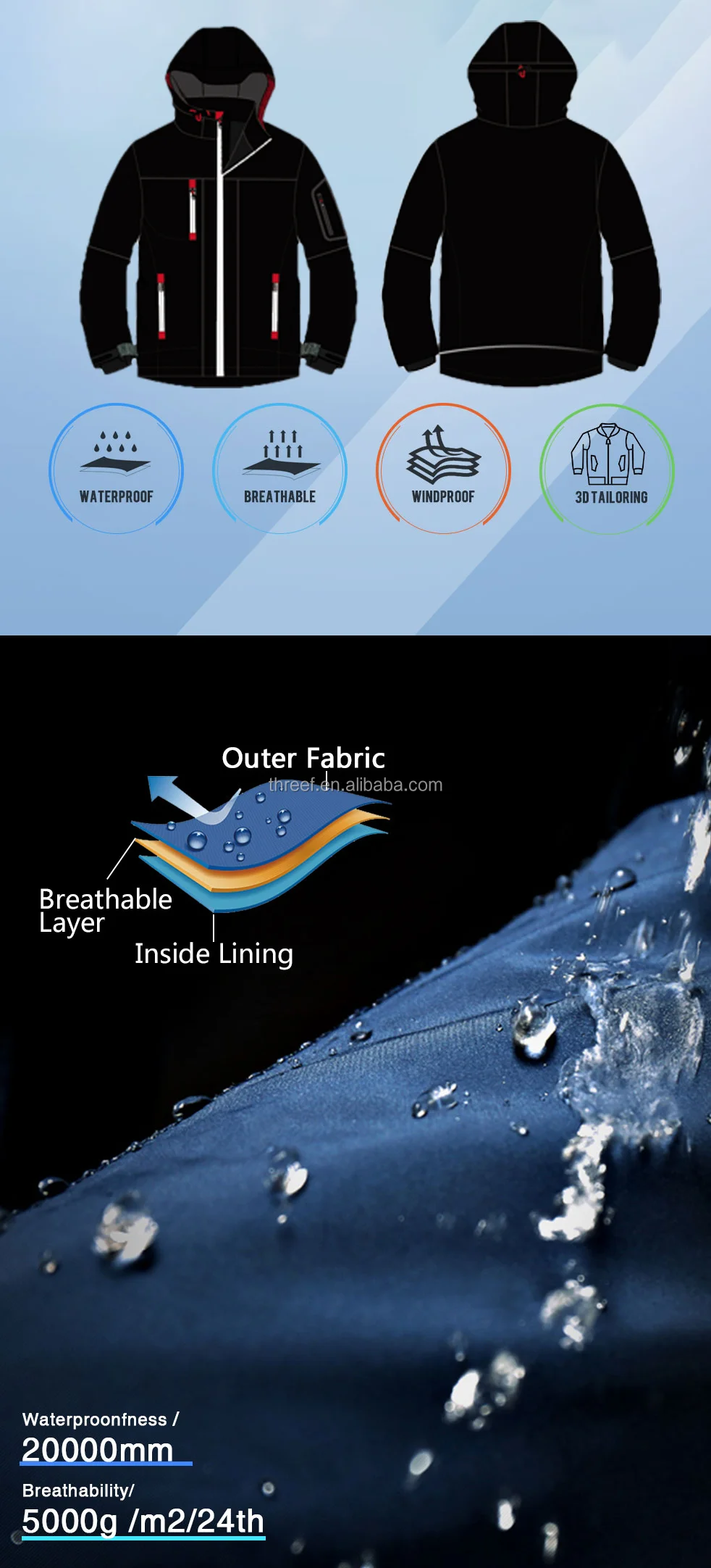 Oem Winter Jackets Zip Up Wind Breaker Waterproof Waterproof Workwear