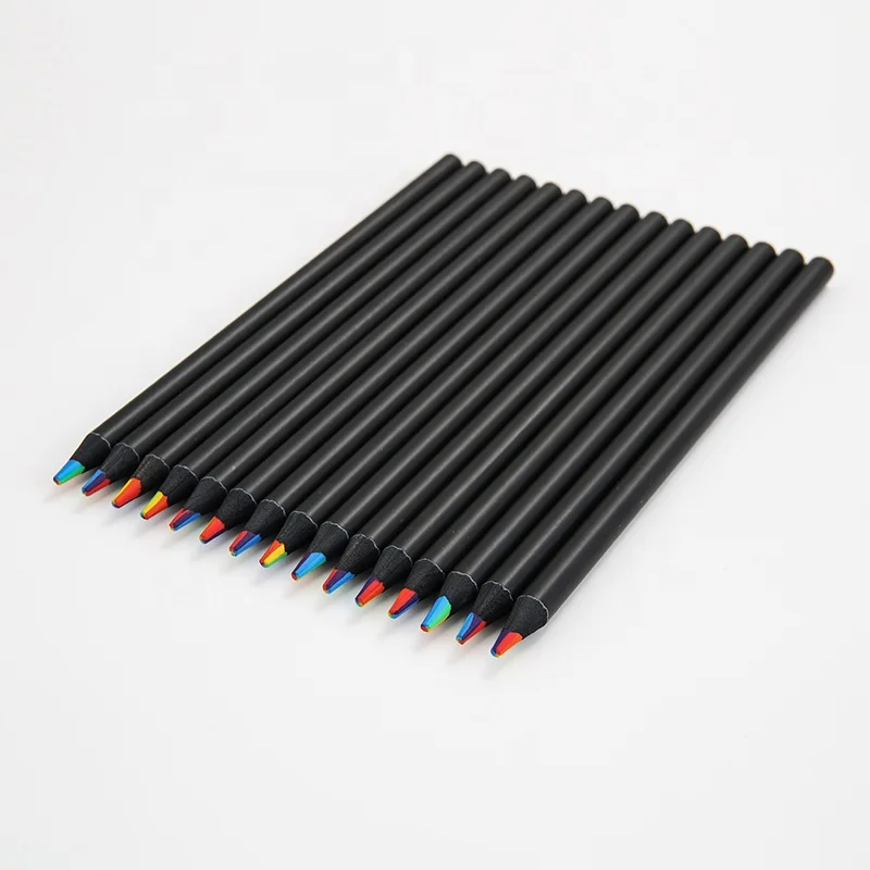 7 дюймов деревянные видов цветов радужные цветные карандаши для рисования черный деревянный карандаш без логотипа
