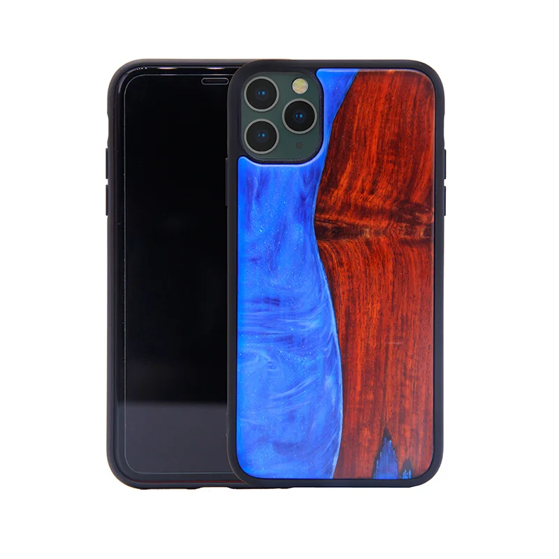 Christmas Tpu Pc Wood Wooden Epoxy Diy Resin Phone Case for Iphone 11 12 13  Pro Max Mini Back Cover