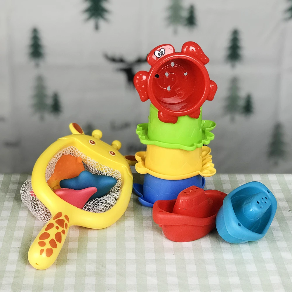 Развивающая резиновая рыболовная сеть для детей, органайзер для раннего развития морских животных, черепахи, Кита, краба, жирафа, игрушки для ванной комнаты и душа