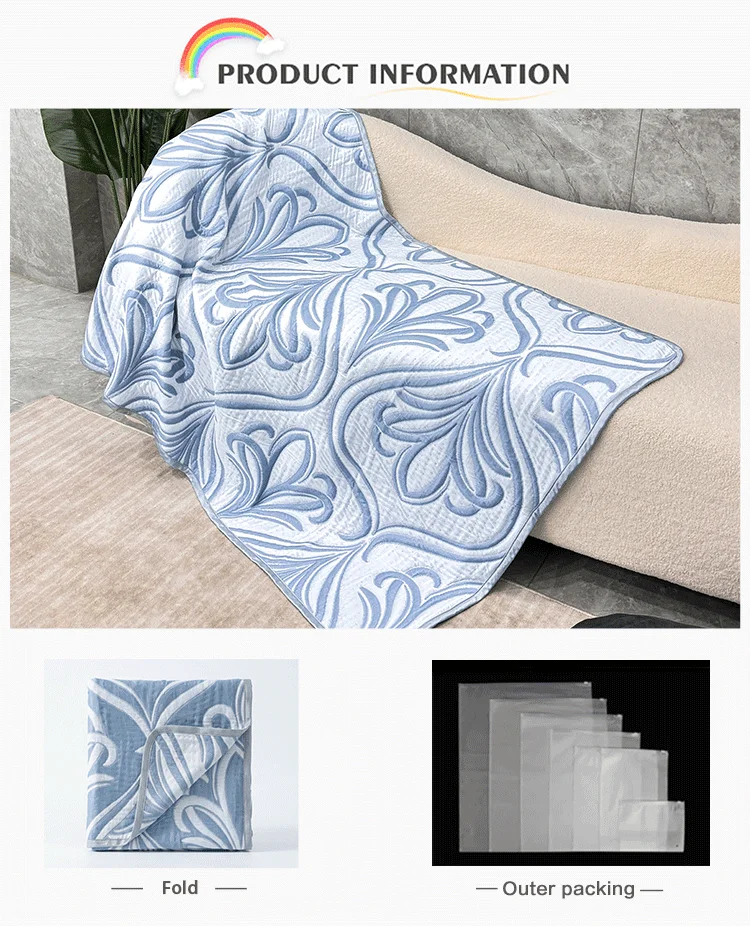 Flower pattern cooling blanket jacquard weave texture detail