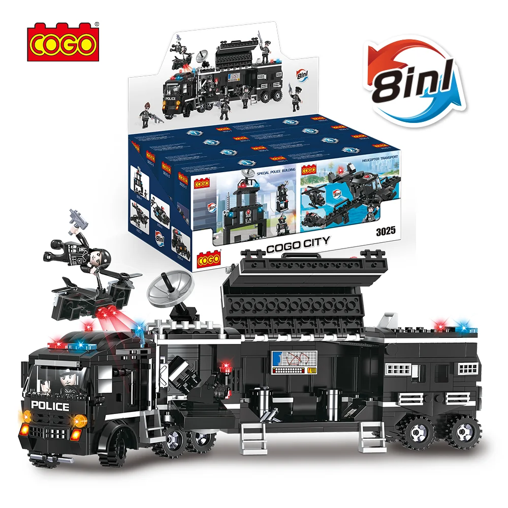 COGO 8 in 1 Police Building Blocks Set Educational Toy Assembling Brick Toys With Mini Figures