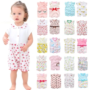 Wholesale Baby Summer Clothes Ruffle Short Sleeve Baby Bodysuit Jumpsuit New Born Cute Cartoon Bubble Baby Rompers for Girl