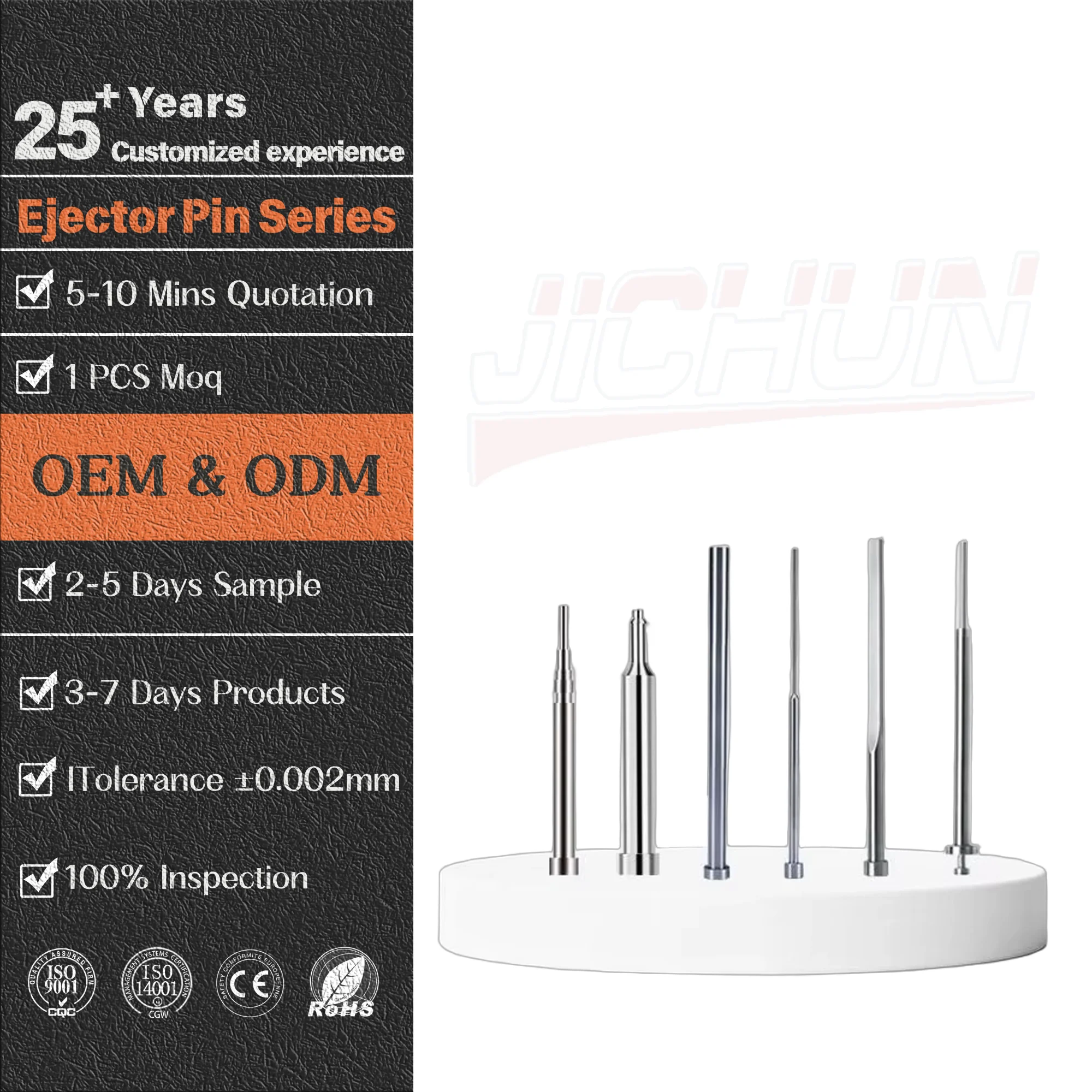 DLC Coating Ejector Pin BeCu Mold Components Precision Ejector Pin Set for Large Injection Mold and Plastic Molding Machine