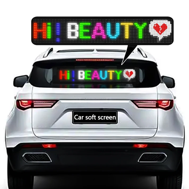 P5 16*64 Pixels Flexible LED Display Panel Car LED Sign APP Control RGB Screen Led Soft Billboard for Car, Bar, KTV