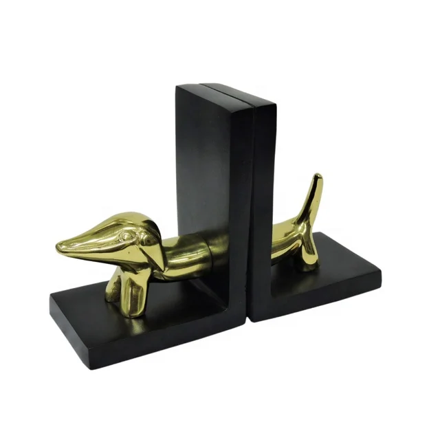 Animal Book Ends Table and Room Decoration Accessories Metal Craft Book Stand Color Bookend in Gold and Black Artesign Desk Top