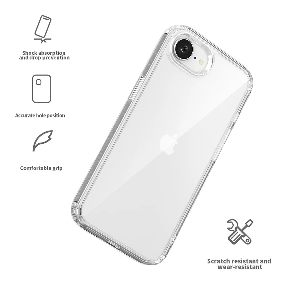 For NEW IPhone 16e / SE 4 6.1 Inch (2025) Slim Clear Shockproof HARD Case Cover - View #5