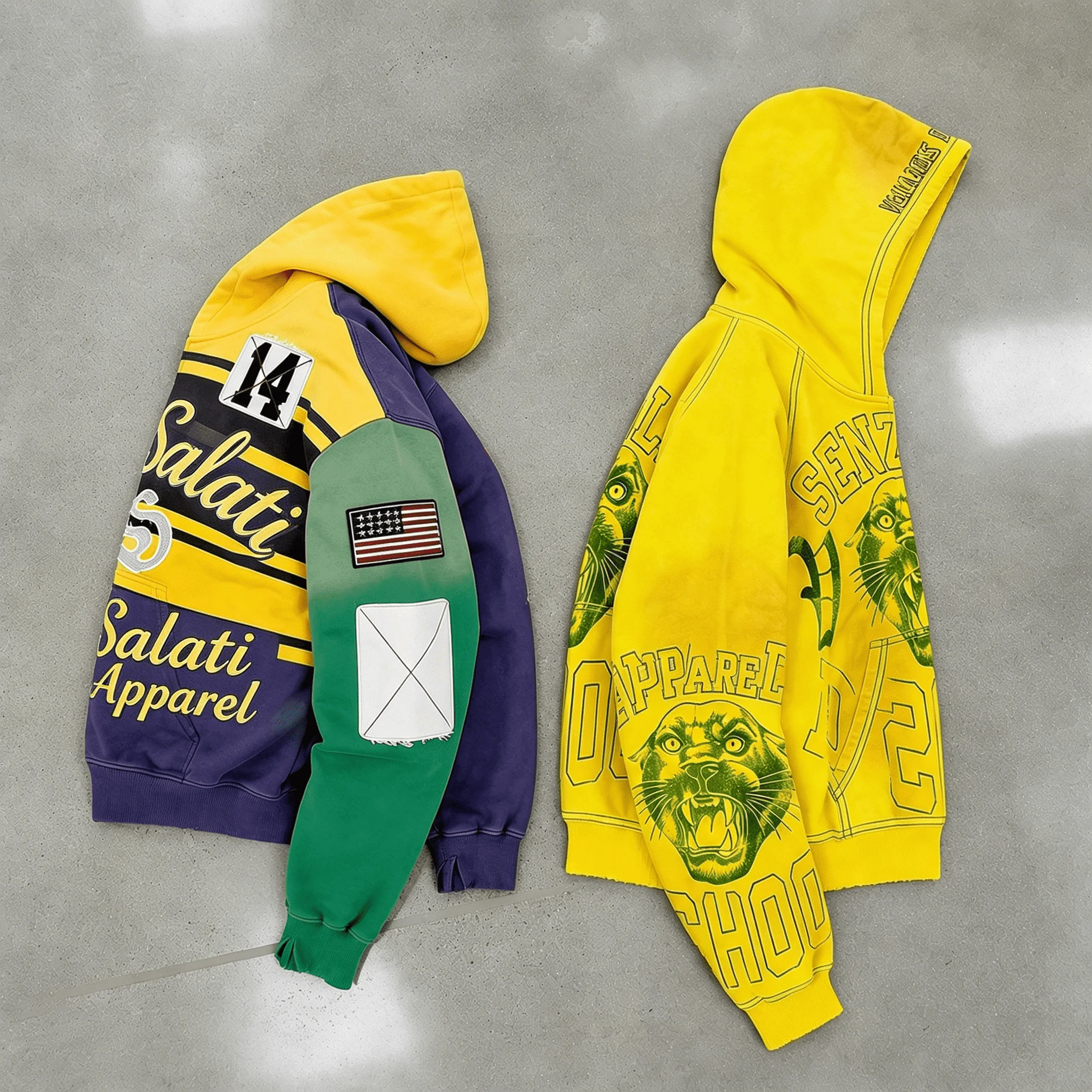 Men Zip up Hoodie Jacket Color Block Patchwork Embroidery Panther Graphic Y2K Urban Hip Hop Streetwear gallery 4