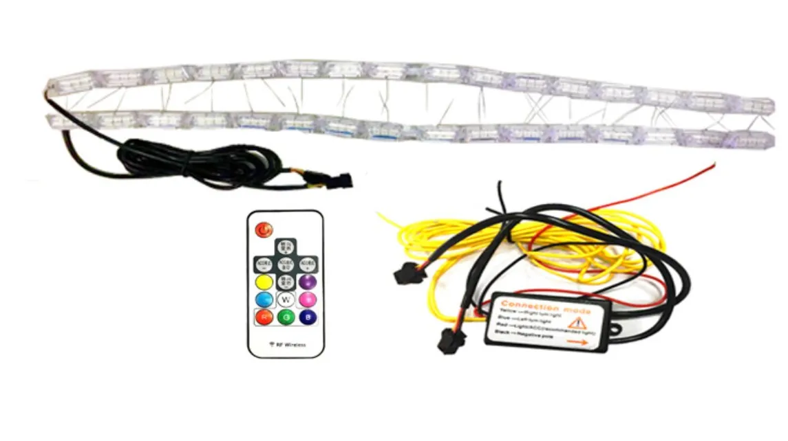 Remote Control Universal Led DRL Crystal  Angel Tear Eye Running Water Daytime Running Light  Flexible Sequential RGB