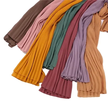 2022 Wholesale new design Factory new arrival fashion premium chiffon hijab pleated printed chiffon hijab scarf women