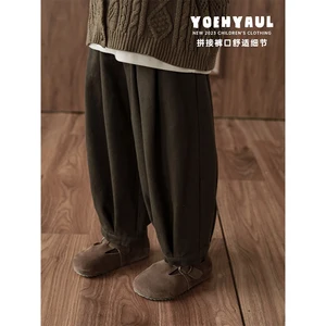 Boys' Patchwork Three-Dimensional Pleated Loose Trousers Autumn New Simple and Versatile Japan Style Casual Pants