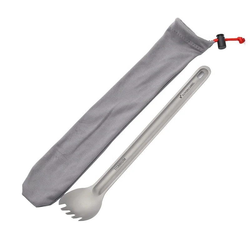 Ti Artisan Titanium Spoon Fork Set Extended Light Soup Spork for Outdoor Camping Tableware