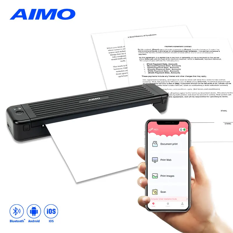 Home Office Use Bluetooth thermal portable handheld printer mini printer portable thermal