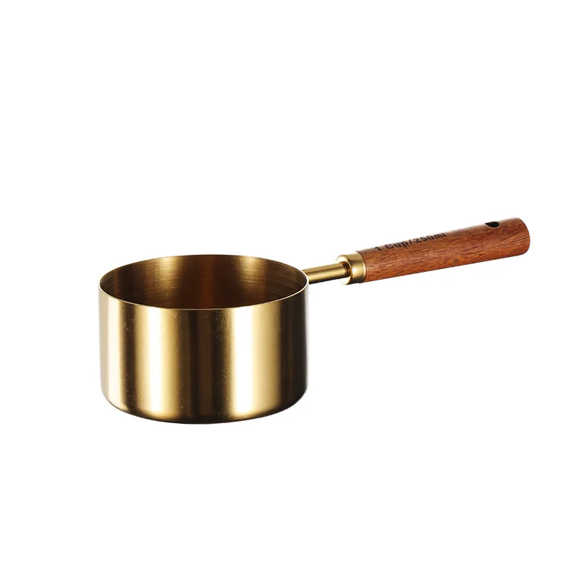Kitchen Measuring Tools Stainless Steel  Measuring Cups and Spoons Single Pcs Measuring Spoon and Cup With Wooden Handle