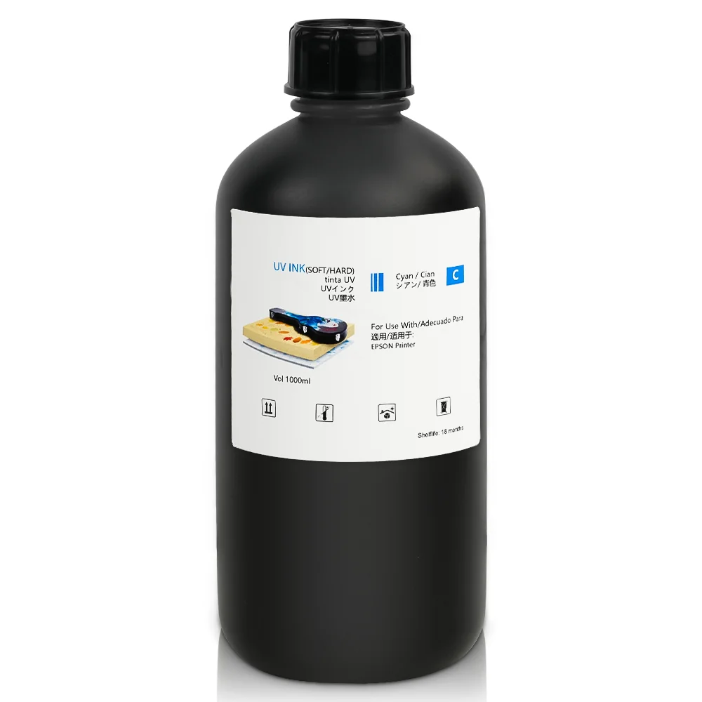 6 Color Uv Printer Ink Fast Curing Uv Ink 1000ml LED Hard UV Ink for Epson XP600 R1390 L1800 L805 TX800 DX8 DX5 DX6 DX7 Printer