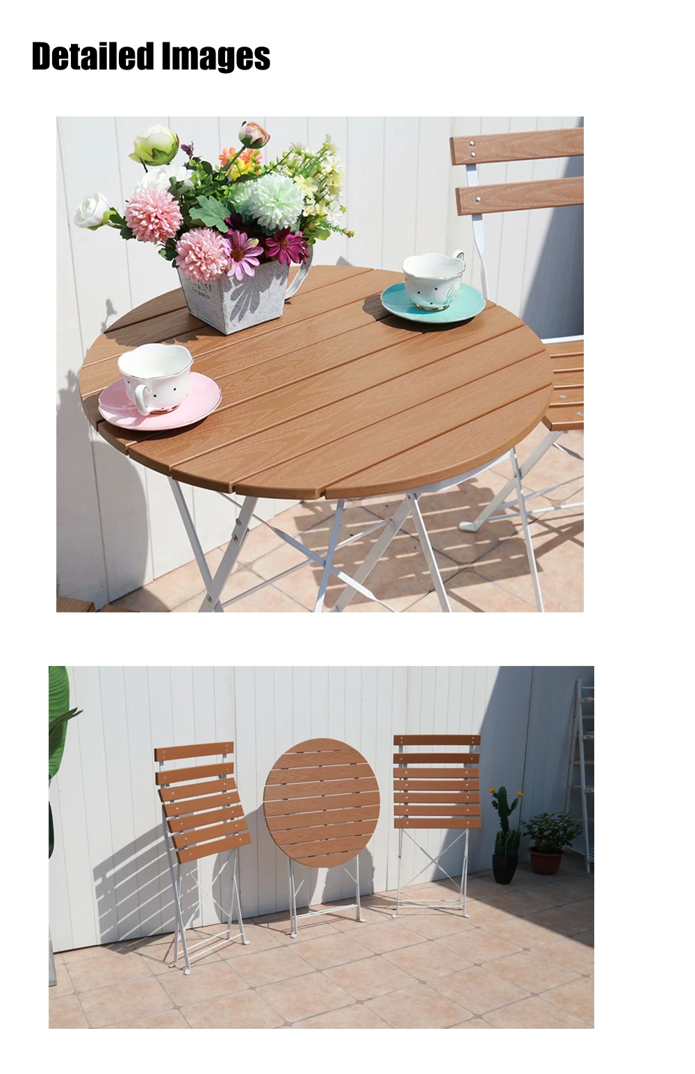 Outdoor Folding Table And Chair Plastic Wood Table Garden Villa Balcony