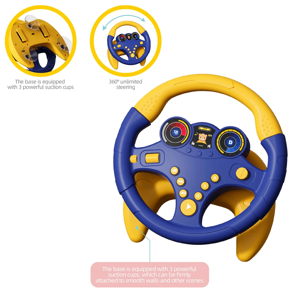 New Products Eco-friendly Fashion Educational Games Foot Pedal Simulation Driving With Light Music Steering Wheel Toys for Kids