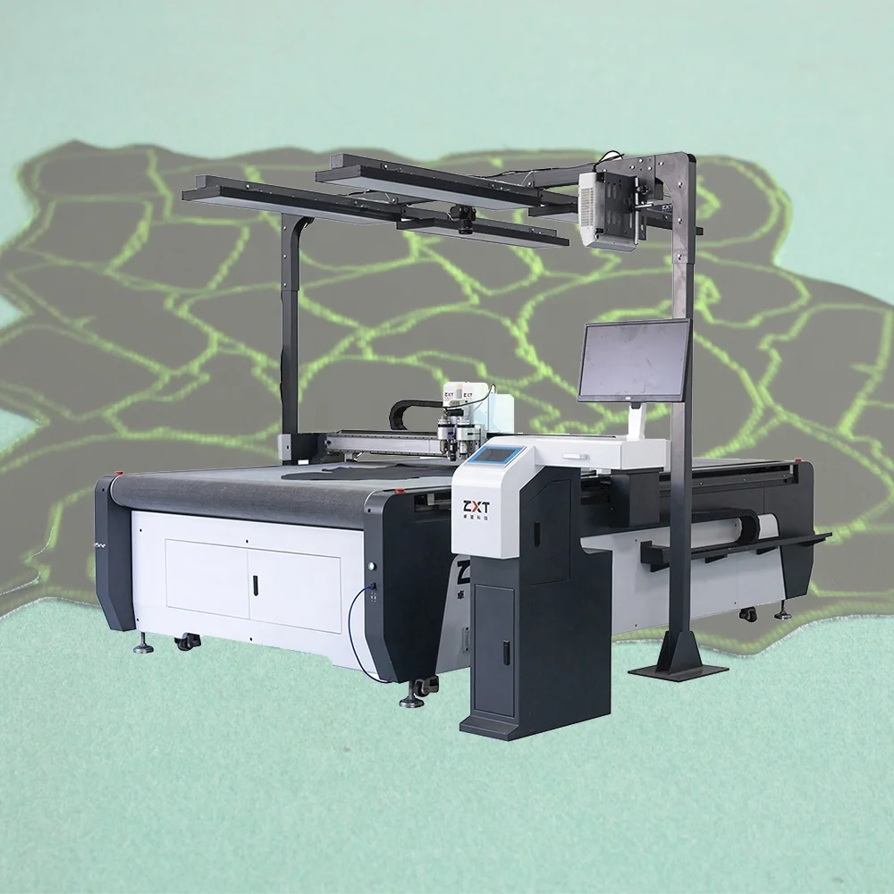 ZXT Digital Flatbed CNC Automatic Oscillating Knife Leather Genuine Cutting Machine With Scanner Camera 2 Knife Head