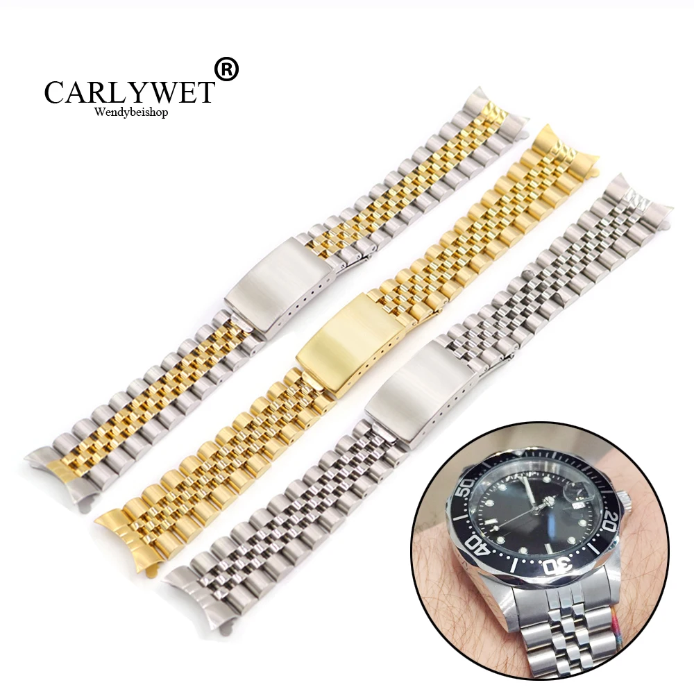 22mm Silver Jubilee Hollow Curved end WatchBand Bracelets For