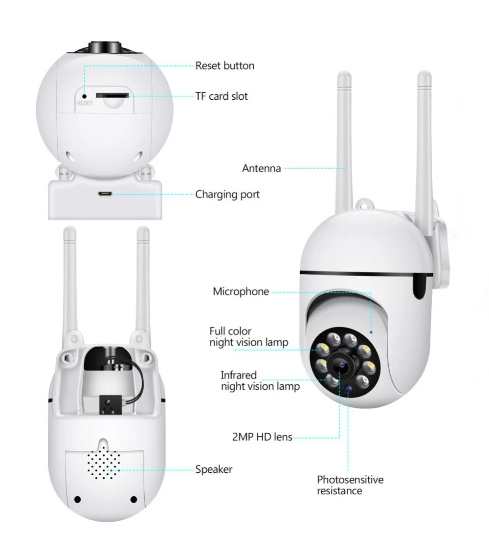 360 Degree Rotated CCTV Camera HD 1080P with Night Vision