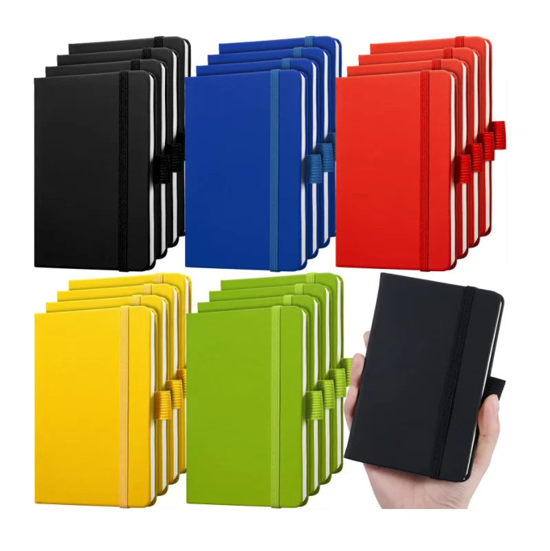 Competitive Pricing Custom Embossing logo Branded A5 Notepad with Pen Holder Mini Journal Waterproof A7 PU Leather Notebooks