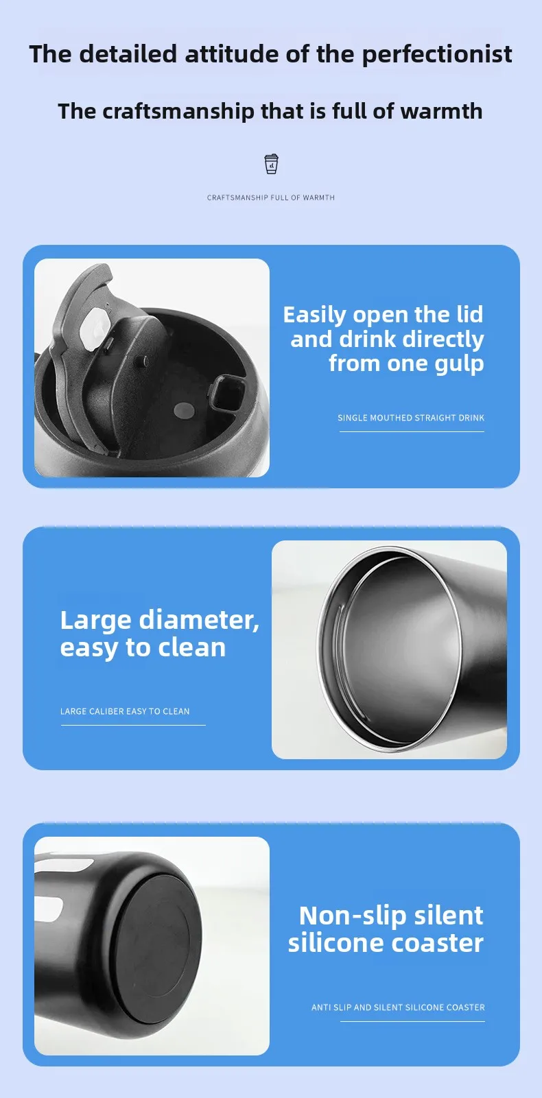 product custom double wall stainless steel thermal coffee cup vacuum insulated drinking bottle with portable rope for gift car travel-4