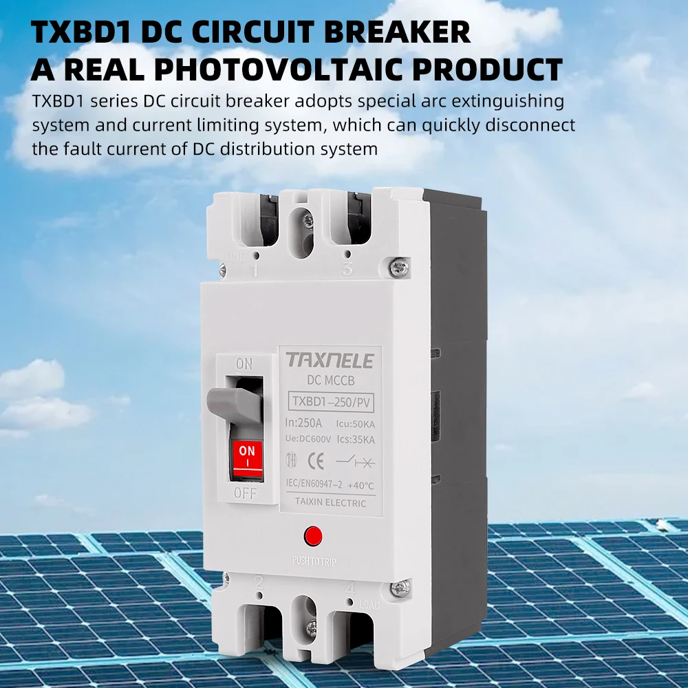 Solar Molded Case DC Circuit Breaker MCCB Overload Protection Switch Protector Photovoltaic PV 150A 250A 2P Battery Isolator
