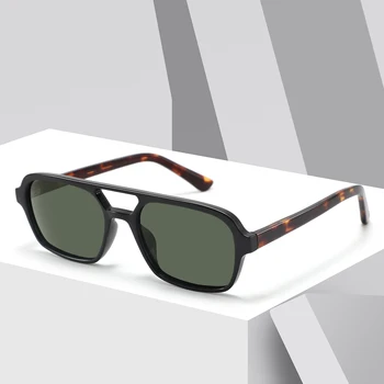 2024 Luxury Brand TR90 Acetate Sunglasses Customizable Blue Black Square Polarized Shades Unisex High Quality Vintage Style Men