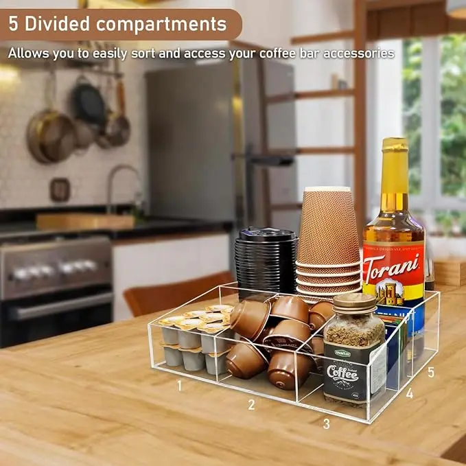 Organiseur De Station De Café En Bois Pour Comptoir, Support De Dosettes De Café Kcup De