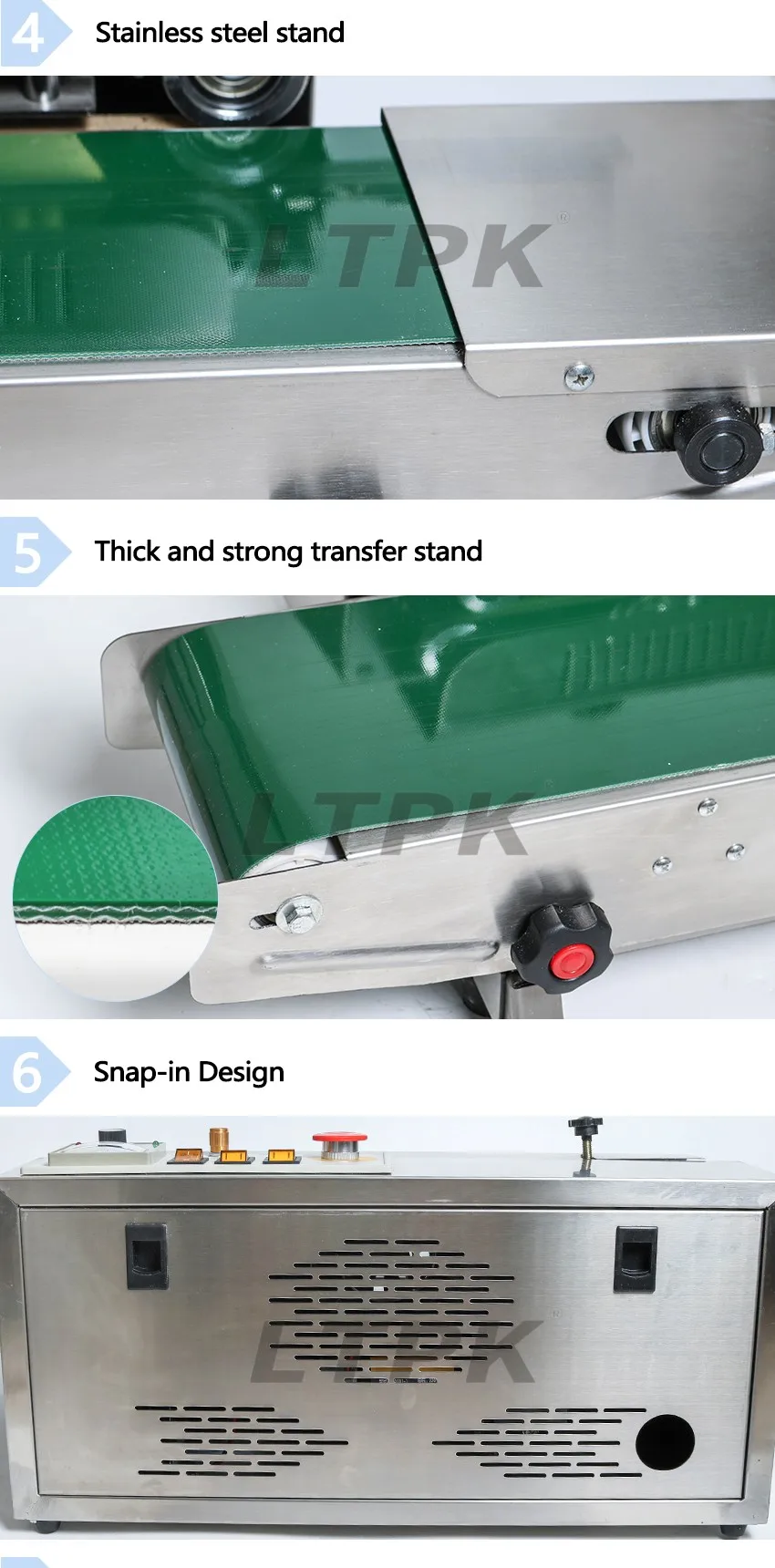  FR770 Plastic Bag Soild Ink Continuous Band Sealer Sealing Machine Expanded Food Band Sealer