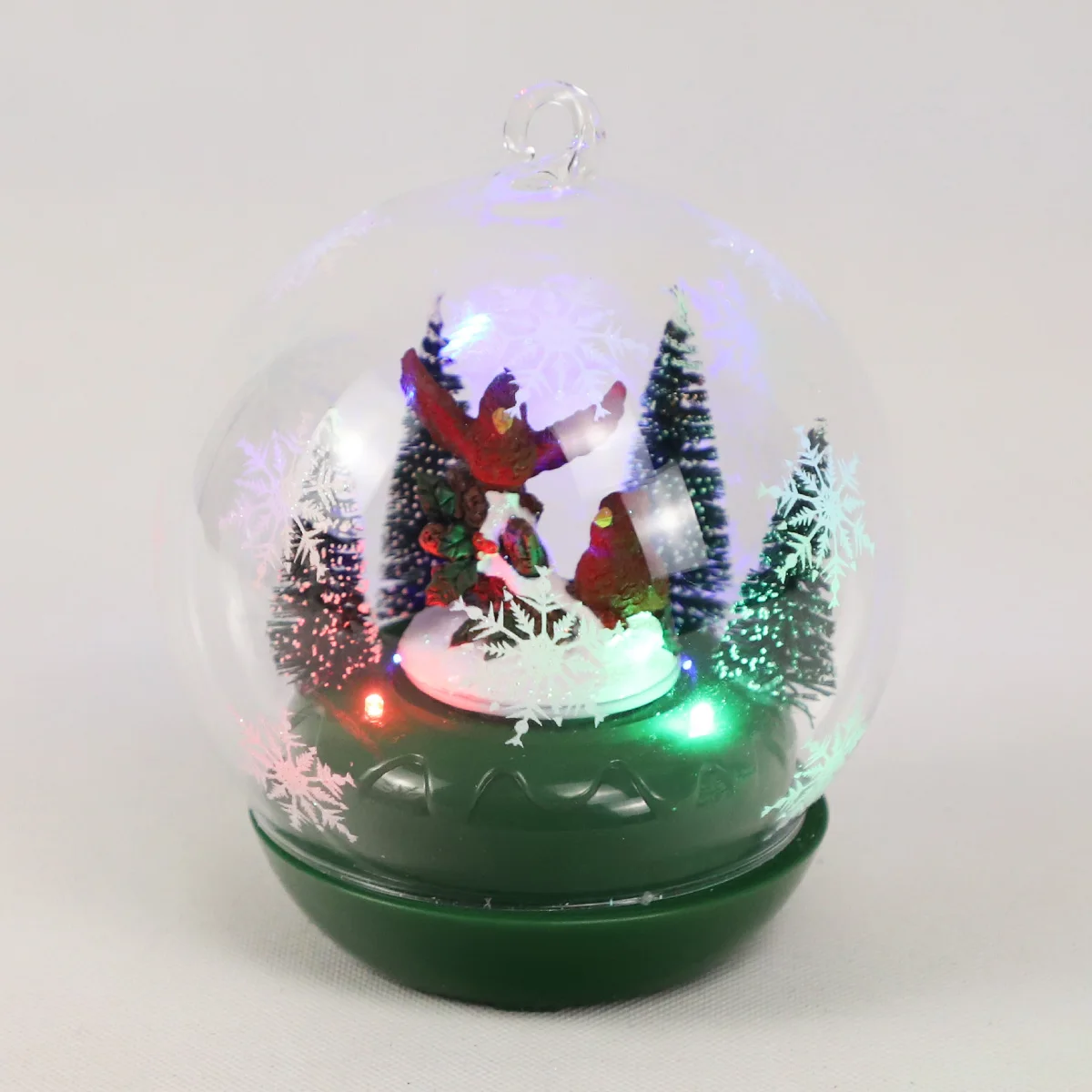 Christmas decorative led glass gift ball lighted Christmas ornament sets craft rotating plastic base for holiday decoration