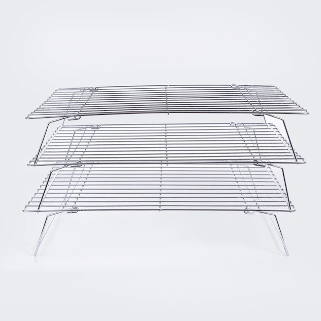 3-Tier Stackable Stainless Steel Cooling Rack 34x24x19cm Kitchen Utensil for Baking Roasting Cooling Cookies and Cakes