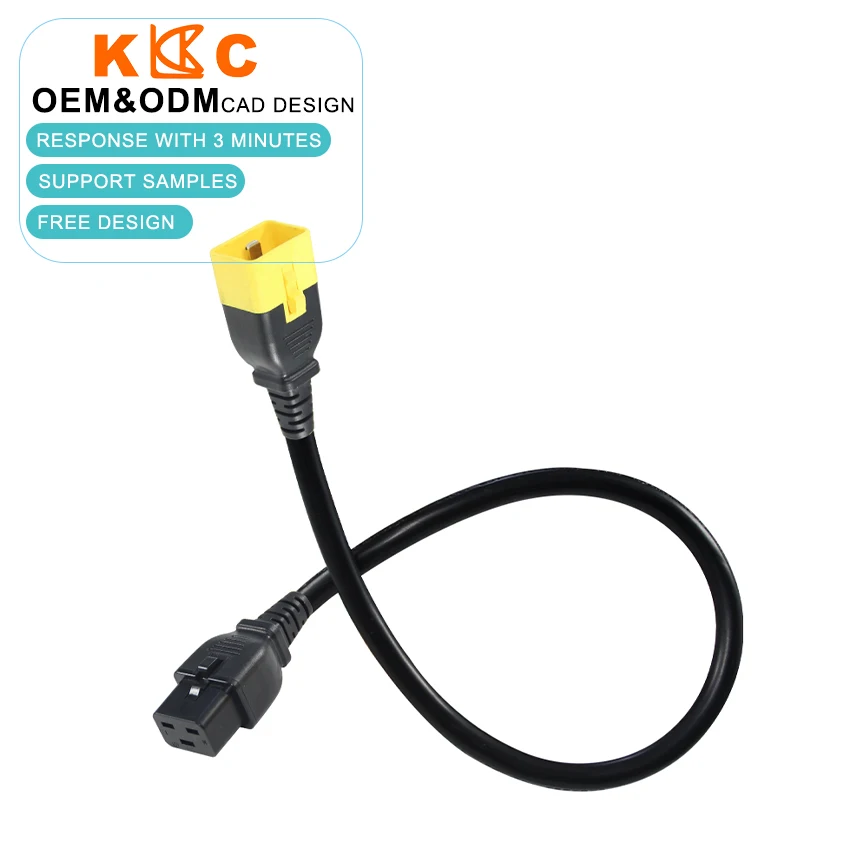 Custom Length Color Braided Iec 60320 C20 to Iec 320 C19 Power Cord for Servers and PDU UPS Cable VDE Approval Cords