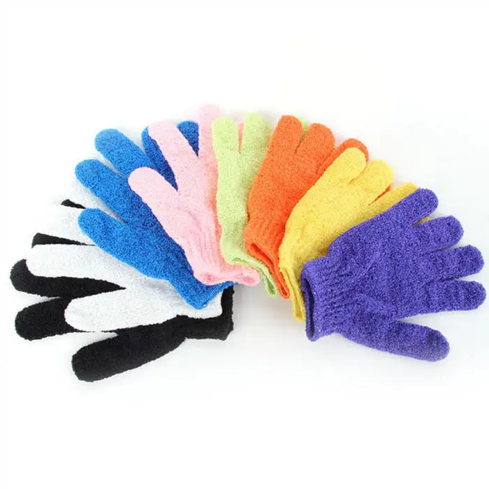 Custom Logo Blue Green White Pink Black Nylon Body Scrub Shower Gloves ...