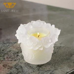 Crystal Glass Rose Flower Votive Tealight Candle Holder for Baby Shower Giveaways
