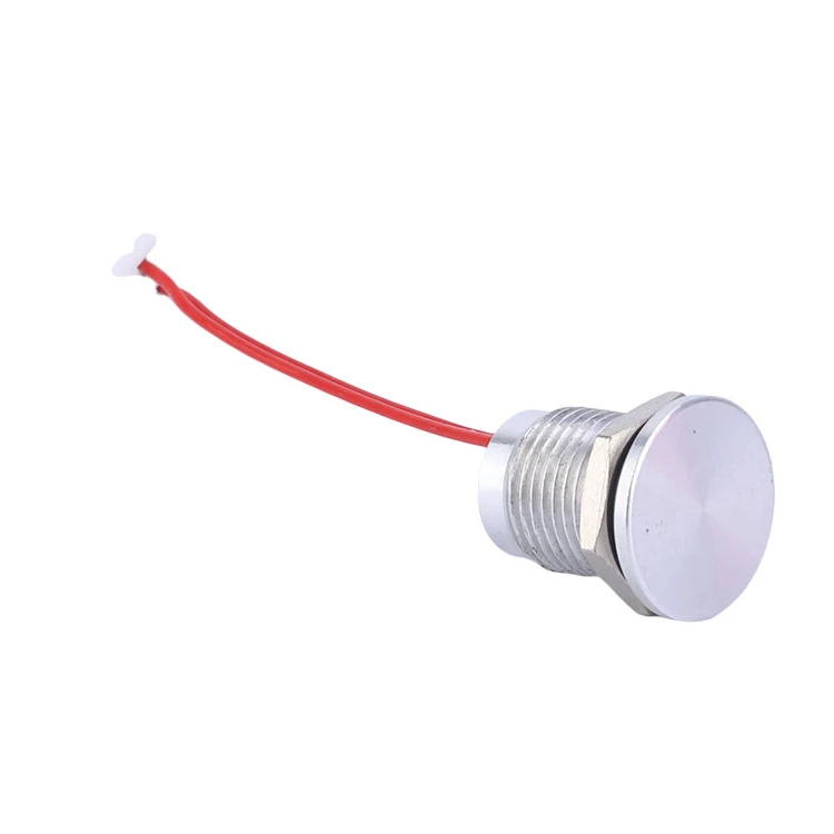 12mm Flat Head 2A Momentary Function Electric IP68 Flat Head 1No 2A Stainless Steel Momentary Wired Lead Piezo Switch