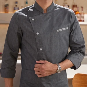 CHUYIBANG Men's High-End Long Sleeve Kitchen Work Clothes New Autumn Style for Restaurant Bar Cooking Baking Hotels