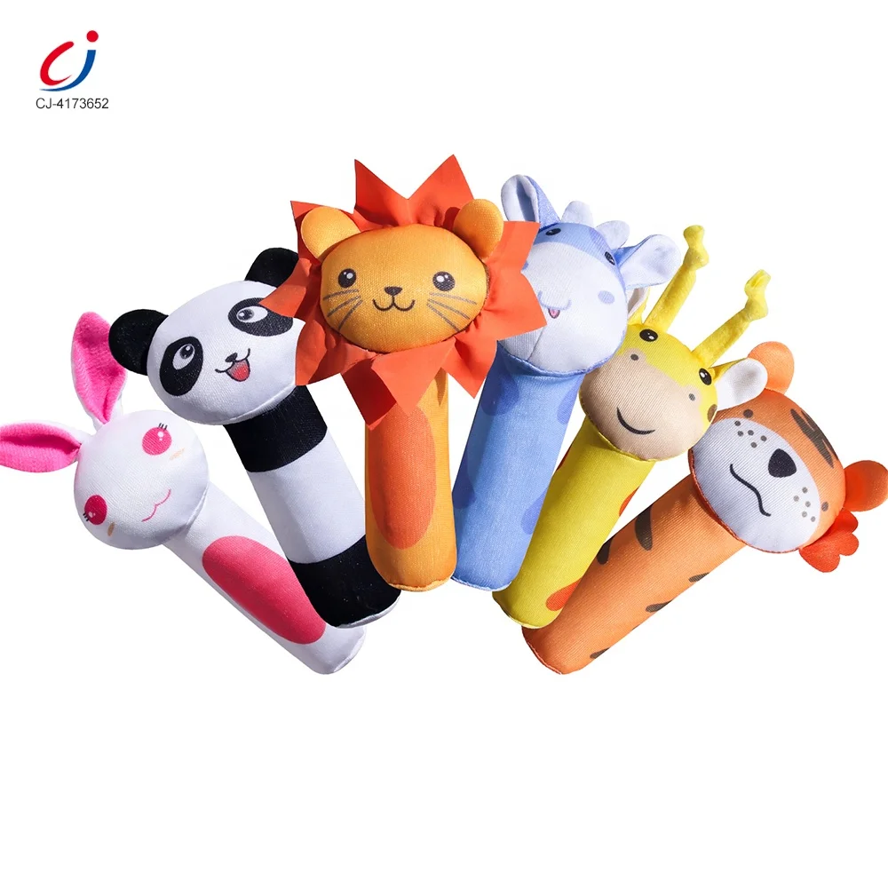 Chengji Hot Selling Infant Soft Rattles Hand Shaker Plush Rattle Toys Cartoon Animals Design Baby Toy Bb Stick