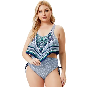 2022 New Plus Size Swimwear for Women Stylish Swimsuit Large Breast Bathing Suits Two-Piece High Waist Push up Bikini Set